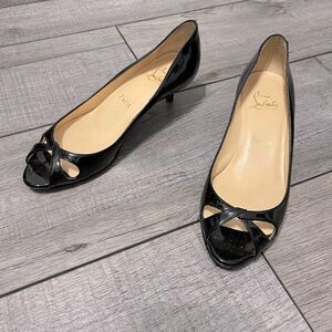 Christian Louboutin Black Peep-Toe kitten Heels size 36